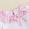 image:imageKuriozud Toddler Baby Girl Clothes Doll Collar Short Sleeve Shirts Top Ruffle Shorts Set Cute 2 Piece Summer OutfitsPlaid Bow Pink