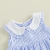 image:imageKuriozud Toddler Baby Girl Clothes Doll Collar Short Sleeve Shirts Top Ruffle Shorts Set Cute 2 Piece Summer OutfitsStriped Blue
