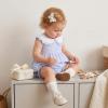 image:imageKuriozud Toddler Baby Girl Clothes Doll Collar Short Sleeve Shirts Top Ruffle Shorts Set Cute 2 Piece Summer OutfitsStriped Blue