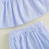 image:imageKuriozud Toddler Baby Girl Clothes Doll Collar Short Sleeve Shirts Top Ruffle Shorts Set Cute 2 Piece Summer OutfitsStriped Blue