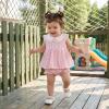 image:imageKuriozud Toddler Baby Girl Clothes Doll Collar Short Sleeve Shirts Top Ruffle Shorts Set Cute 2 Piece Summer OutfitsStriped Pink
