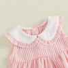 image:imageKuriozud Toddler Baby Girl Clothes Doll Collar Short Sleeve Shirts Top Ruffle Shorts Set Cute 2 Piece Summer OutfitsStriped Pink