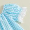 image:imageKuriozud Toddler Baby Girl Clothes Lace Short Sleeve Shirts Top Pockets Shorts Set Cute 2 Piece Summer OutfitsPlaid Blue