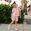 image:imageKuriozud Toddler Baby Girl Clothes Lace Short Sleeve Shirts Top Pockets Shorts Set Cute 2 Piece Summer OutfitsPlaid Pink