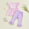 image:imageKuriozud Toddler Baby Girl Clothes Sleeveless Shirts Tunic Top and Ruffle Pants Set 2 Piece Spring Summer OutfitsStriped Pink