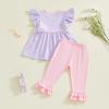 image:imageKuriozud Toddler Baby Girl Clothes Sleeveless Shirts Tunic Top and Ruffle Pants Set 2 Piece Spring Summer OutfitsStriped Purple