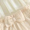 image:imageKuriozud Toddler Baby Girl Clothes Somcked Short Sleeve Shirts Tulle Top and Bow Bloomers Shorts Set 2 Piece Summer OutfitsTulle Apricot