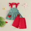 image:imageKuriozud Toddler Girl Summer Clothes Baby Girl Hlater Shirts Top and Shorts Set Little Girl 2 Piece OutfitsStrawberry Red