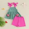 image:imageKuriozud Toddler Girl Summer Clothes Baby Girl Hlater Shirts Top and Shorts Set Little Girl 2 Piece OutfitsWatermelon Pink