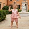 image:imageKuriozud Toddler Girl Summer Clothes Smocked Hlater Shirts Top Bloomers Shorts Set Little Girl 2 Piece Outfits3d Flower Pink