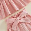 image:imageKuriozud Toddler Girl Summer Clothes Smocked Hlater Shirts Top Bloomers Shorts Set Little Girl 2 Piece Outfits3d Flower Pink