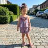 image:imageKuriozud Toddler Girl Summer Clothes Smocked Hlater Shirts Top Bloomers Shorts Set Little Girl 2 Piece Outfits3d Flower Purple
