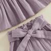 image:imageKuriozud Toddler Girl Summer Clothes Smocked Hlater Shirts Top Bloomers Shorts Set Little Girl 2 Piece Outfits3d Flower Purple