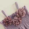 image:imageKuriozud Toddler Girl Summer Clothes Smocked Hlater Shirts Top Bloomers Shorts Set Little Girl 2 Piece Outfits3d Flower Purple