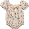 image:imageKuriozud Baby Girl Bubble Romper Bodysuit Short Sleeve Jumpsuit Smocked Outfit Cute Infant Summer ClothesBeige  Floral