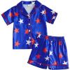 image:imageKuriozud Kids Toddler Boy 4th of July Pajamas Short Sleeve Button Down Shirt Top and Shorts 2pcs Pjs Sets SleepwearStar Blue