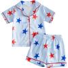 image:imageKuriozud Kids Toddler Boy 4th of July Pajamas Short Sleeve Button Down Shirt Top and Shorts 2pcs Pjs Sets SleepwearStar Light Blue