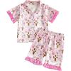 image:imageKuriozud Kids Toddler Girl Easter Pajamas Short Sleeve Button Down Shirt Top and Shorts 2pcs Pjs Sets SleepwearBunny Bow Pink