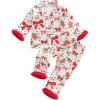 image:imageKuriozud Kids Toddler Girl Satin Pajamas Fuzzy Trim Long Sleeve Button Down Shirt Top and Pants 2pcs Pjs Sets SleepwearChristmas Gingerbread Bow White