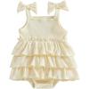 image:imageKuriozud Newborn Baby Girl Summer Clothes Ruffle Bow Dress Romper Jumpsuit One Piece Outfit Cute Infant Girl ClothingRibbed Apricot