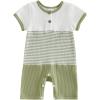 image:imageKuriozud Newborn Infant Unisex Baby Boy Girl Clothes Button Romper Jumpsuit Basic One Piece OutfitsWaffle Color Block Green