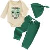 image:imageKuriozud St Patricks Day Baby Boy Outfit First St Patricks Day Romper and Shamrock Pants Set with Hat 3Pcs Spring ClothesMy First St Patricks Day Green