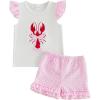 image:imageKuriozud Toddler Baby Girl Clothes Cute Bow Ruffle Shirts Top Shorts Set 2 Piece Summer OutfitsBow Crayfish Pink