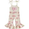 image:imageKuriozud Toddler Baby Girl Clothes Cute Sleeveless Halter Romper Spaghetti Strap Jumpsuit Summer Bell Bottom OutfitBow Love Dad Khaki