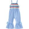image:imageKuriozud Toddler Baby Girl Clothes Cute Sleeveless Halter Romper Spaghetti Strap Jumpsuit Summer Bell Bottom OutfitCrochet Striped Blue