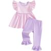 image:imageKuriozud Toddler Baby Girl Clothes Sleeveless Shirts Tunic Top and Ruffle Pants Set 2 Piece Spring Summer OutfitsStriped Pink
