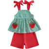 image:imageKuriozud Toddler Girl Summer Clothes Baby Girl Hlater Shirts Top and Shorts Set Little Girl 2 Piece OutfitsStrawberry Red
